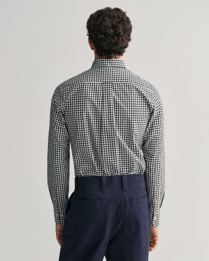 GANT Mens Regular Fit Long Sleeve Poplin Gingham Shirt - 5 Black