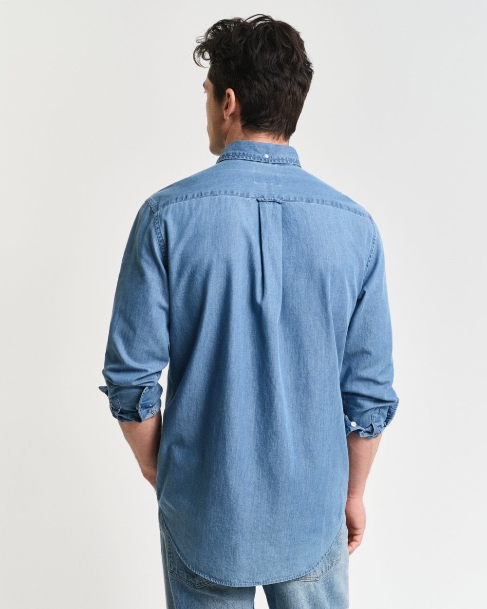 GANT Mens Regular Fit Indigo Shirt - 980 Semi Light Blue