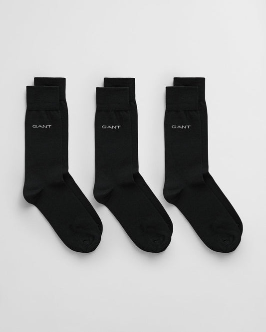 GANT Mens Mercerized Cotton Socks 3-Pack - 5 Black