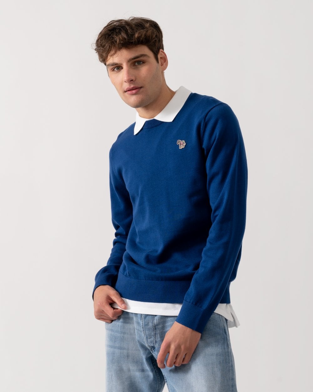 PS Paul Smith Mens Crew Neck Zebra Badge Jumper - 48 Inky Blue