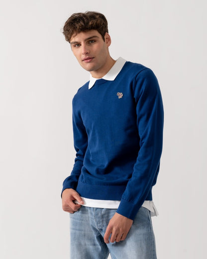 PS Paul Smith Mens Crew Neck Zebra Badge Jumper - 48 Inky Blue