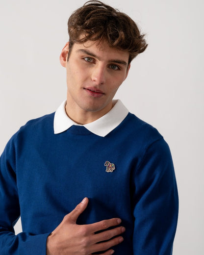 PS Paul Smith Mens Crew Neck Zebra Badge Jumper - 48 Inky Blue