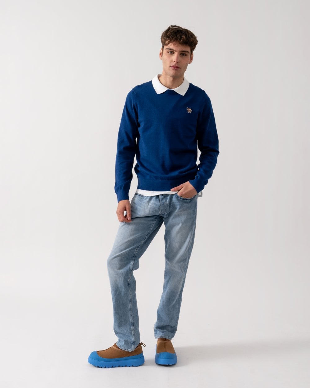 PS Paul Smith Mens Crew Neck Zebra Badge Jumper - 48 Inky Blue