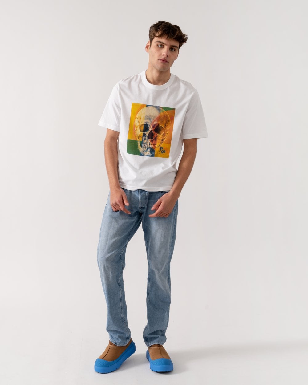 PS Paul Smith Mens Regular Fit Skull Square T-Shirt - 01 White