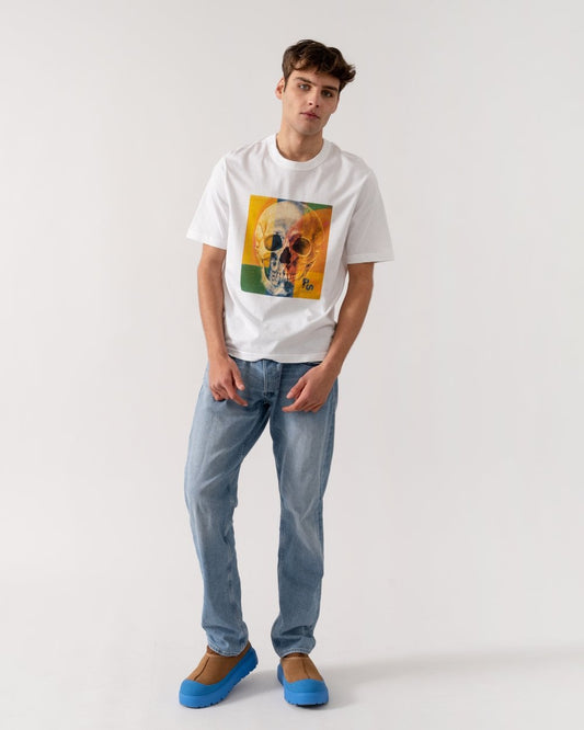 PS Paul Smith Mens Regular Fit Skull Square T-Shirt - 01 White