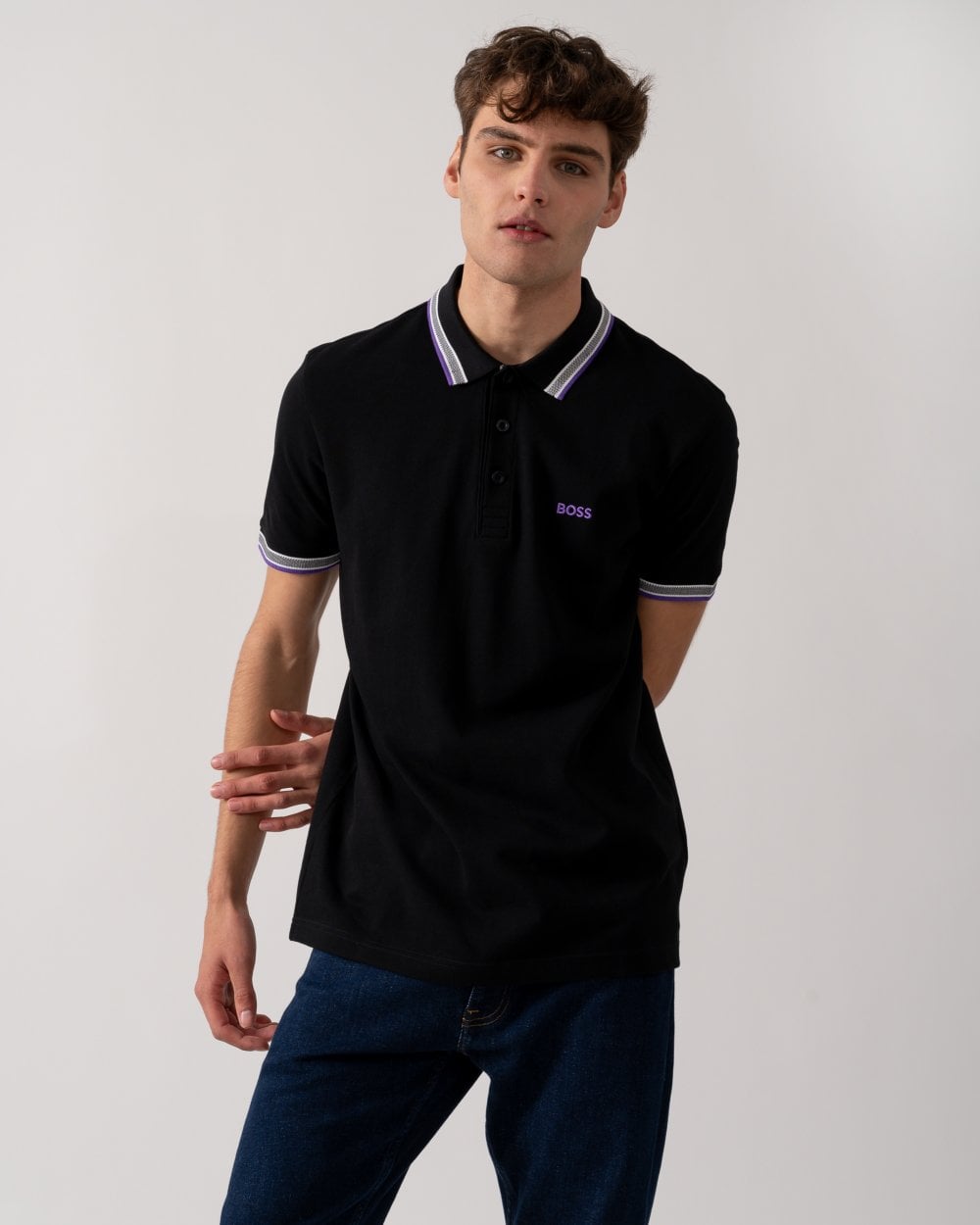 BOSS Green Paddy Mens Cotton-Piqué Polo Shirt with Contrast Logo