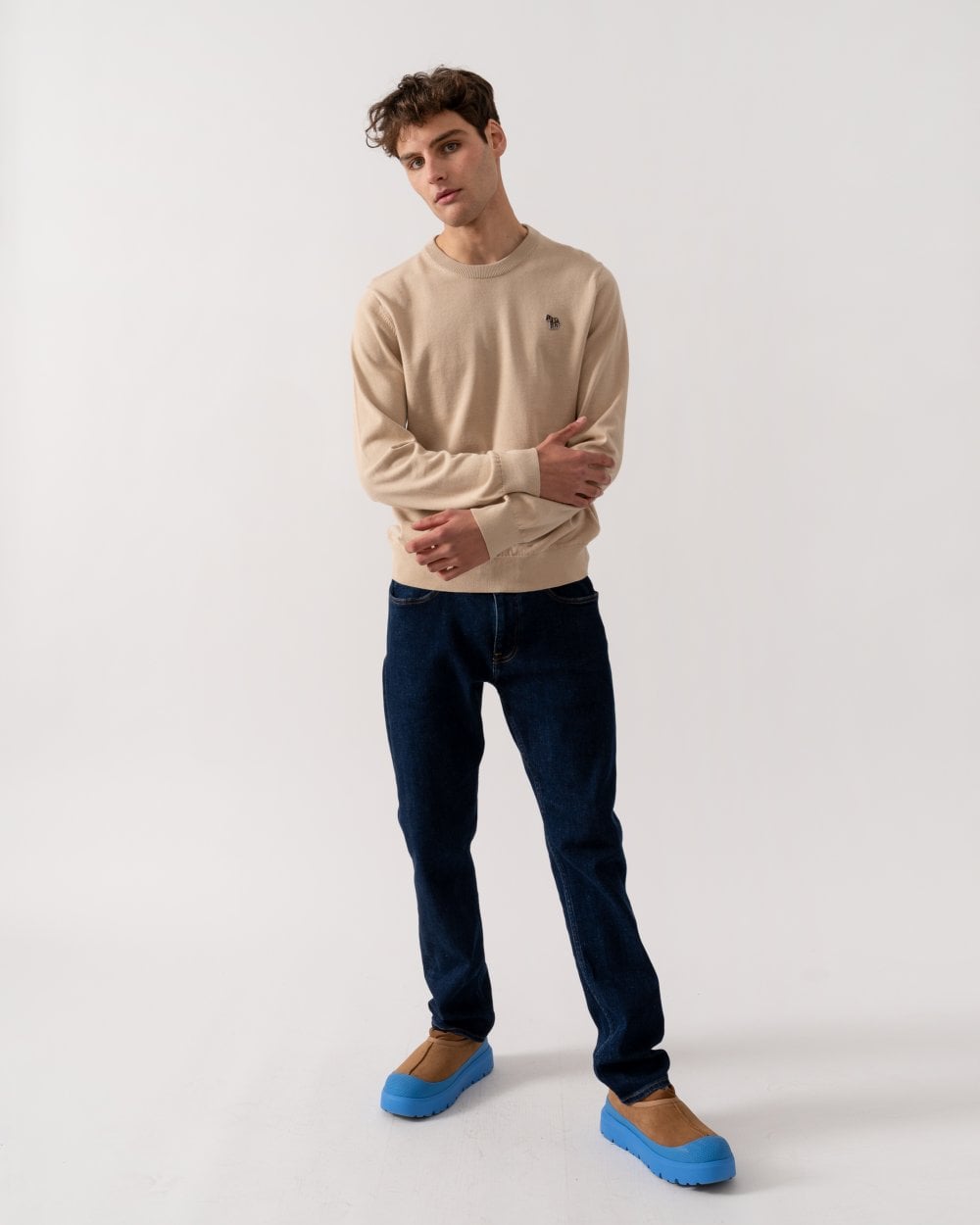 PS Paul Smith Mens Crew Neck Zebra Badge Jumper - 61 Medium Beige