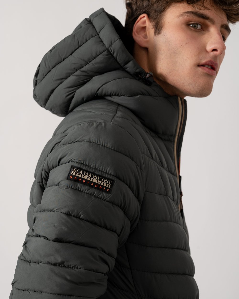 Napapijri A-Lapaz Mens Hooded Puffer Jacket - Green Urban G1S