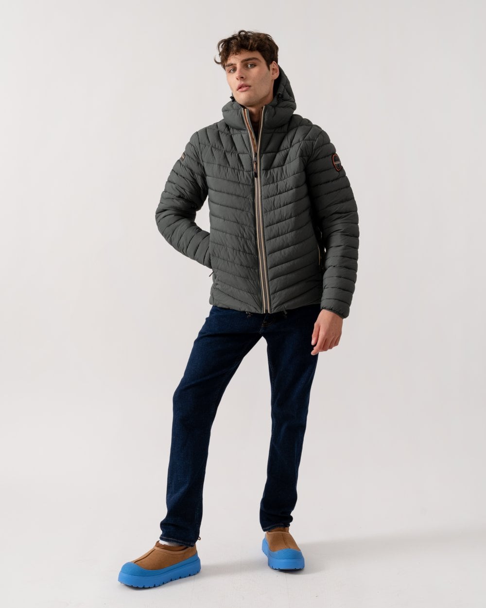 Napapijri A-Lapaz Mens Hooded Puffer Jacket - Green Urban G1S