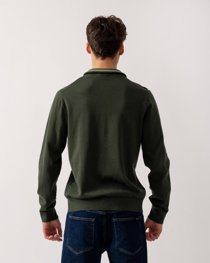 PS Paul Smith Mens Zip Neck Zebra Badge Sweater - 39 Very Dark Green