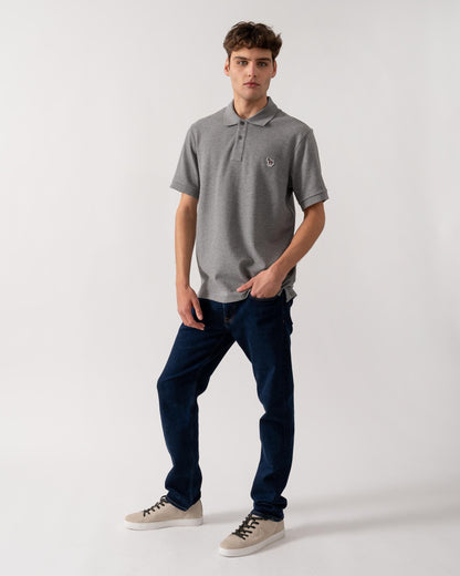 PS Paul Smith Mens Organic Cotton Zebra Logo Polo Shirt - 72 Grey Melange