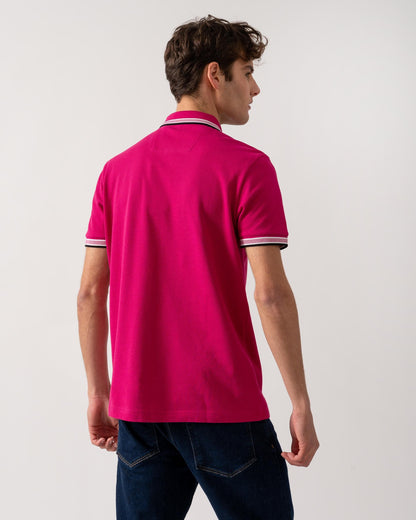 BOSS Green Paddy Mens Cotton-Piqué Polo Shirt with Contrast Logo - Medium Pink 664