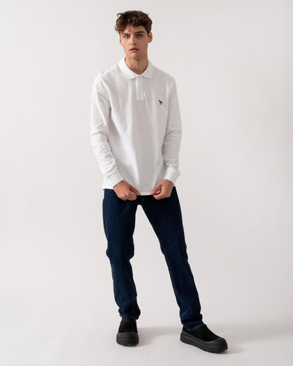 PS Paul Smith Mens Regular Fit Long Sleeve Classic Zebra Polo - 01 White