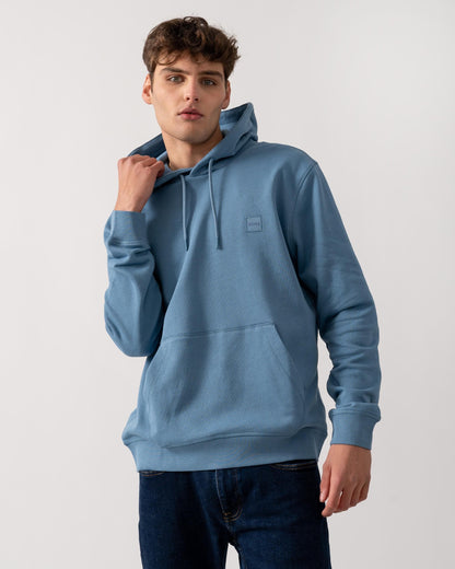 BOSS Orange Wetalk Mens Pullover Hoodie With Logo Patch - Light/Pastel Blue 459