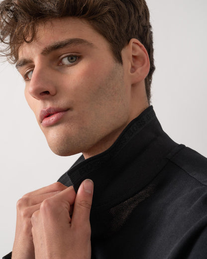 BOSS Green Plisy Mens Long Sleeve Polo Shirt - Black 009