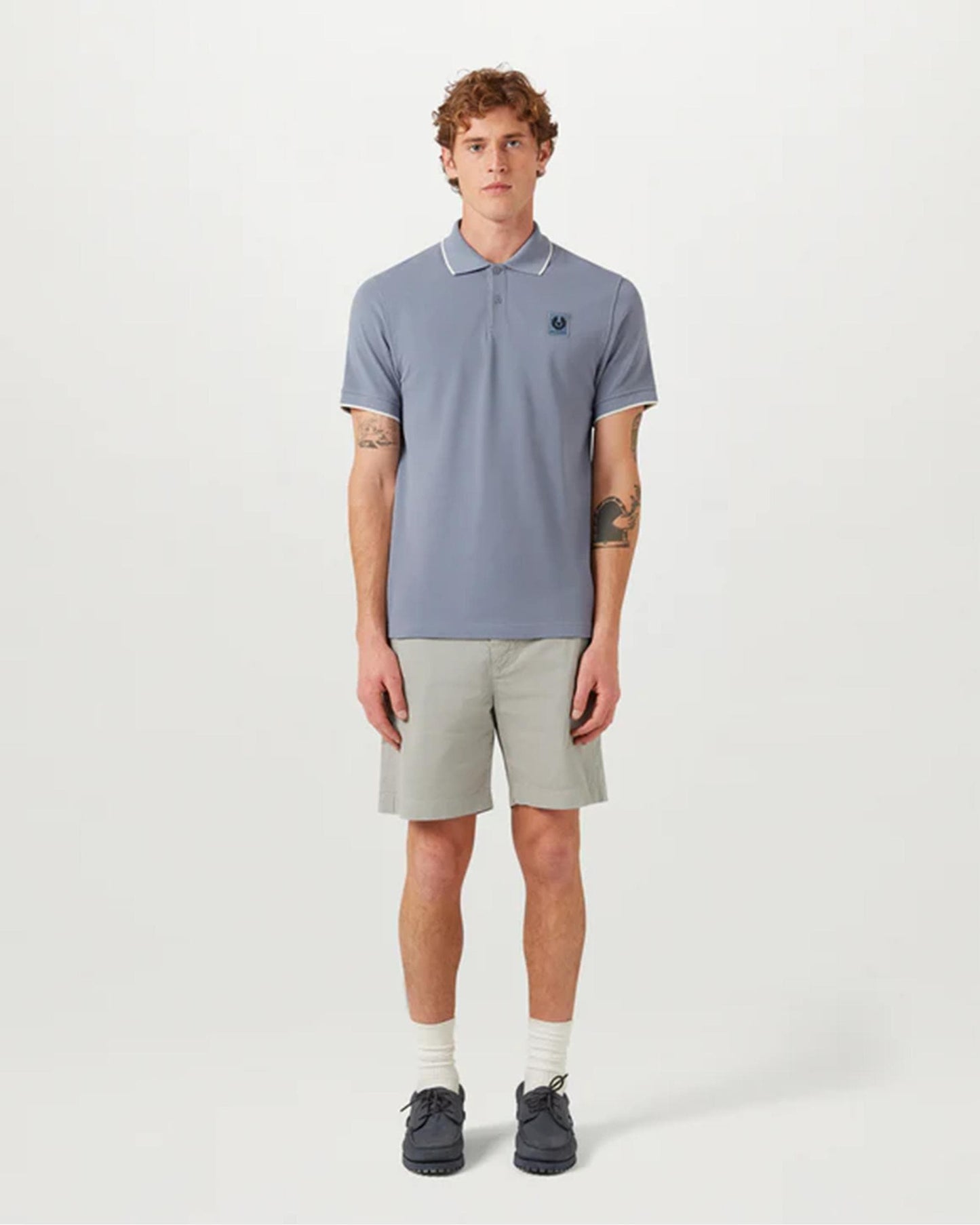 Belstaff Mens Tipped Polo - Blue Flint