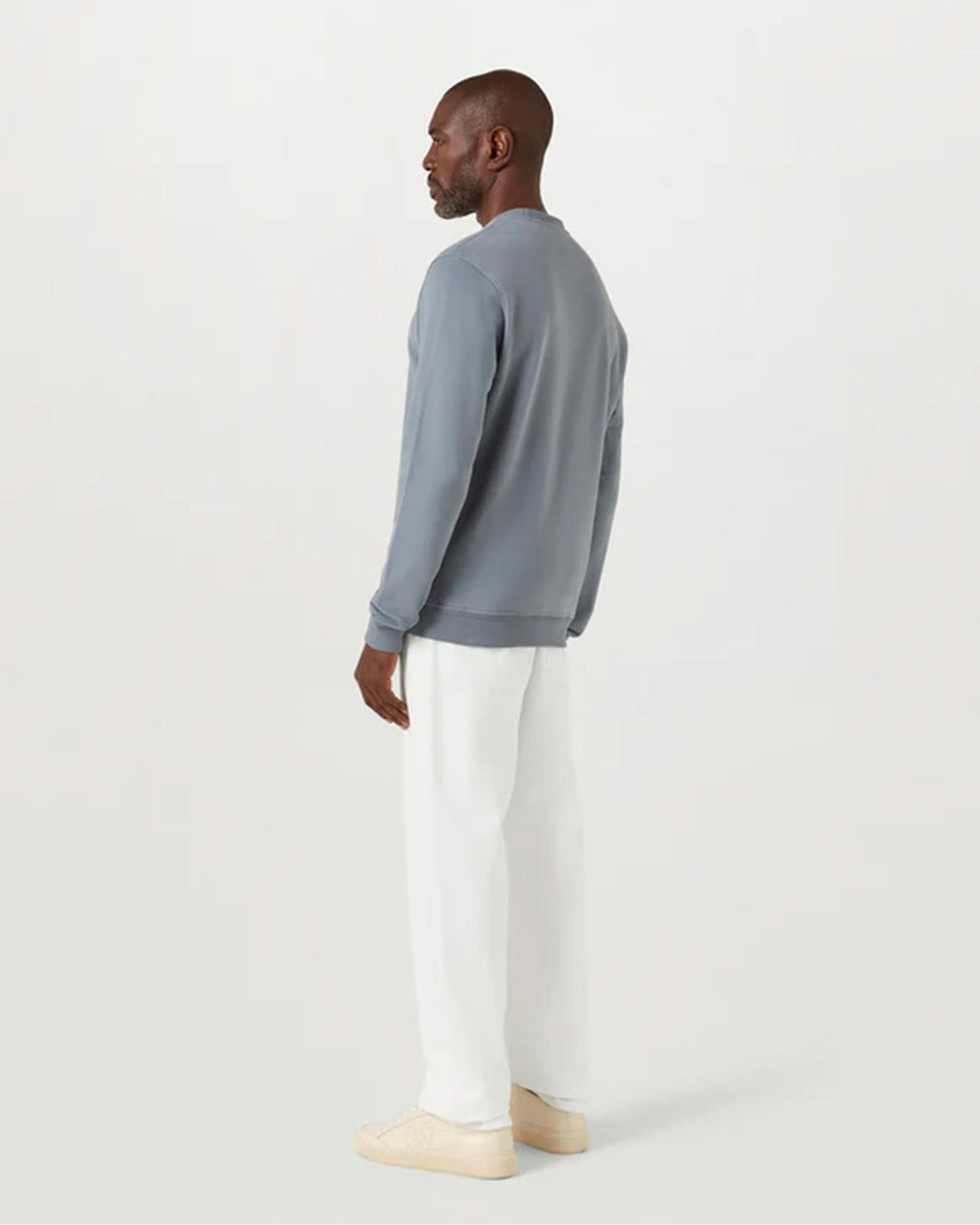 Belstaff Mens Crew Neck Sweatshirt With Logo Patch - Blue Flint