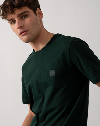 BOSS Orange Tales Mens Cotton-Jersey T-shirt With Logo Patch - Open Green 350