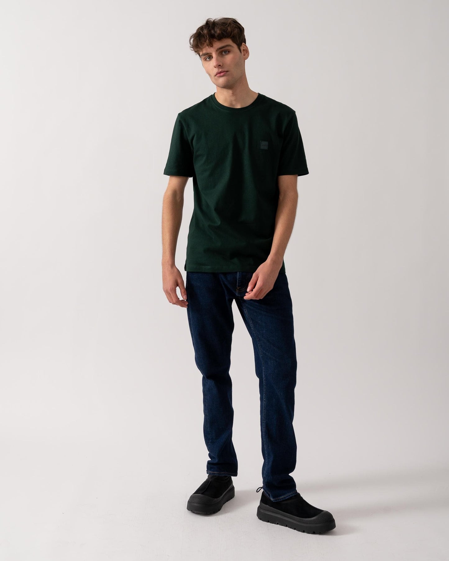 BOSS Orange Tales Mens Cotton-Jersey T-shirt With Logo Patch - Open Green 350