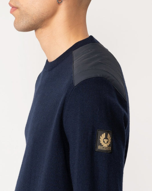 Belstaff Kerrigan Mens Merino Wool Crew Neck Jumper - Dark Ink