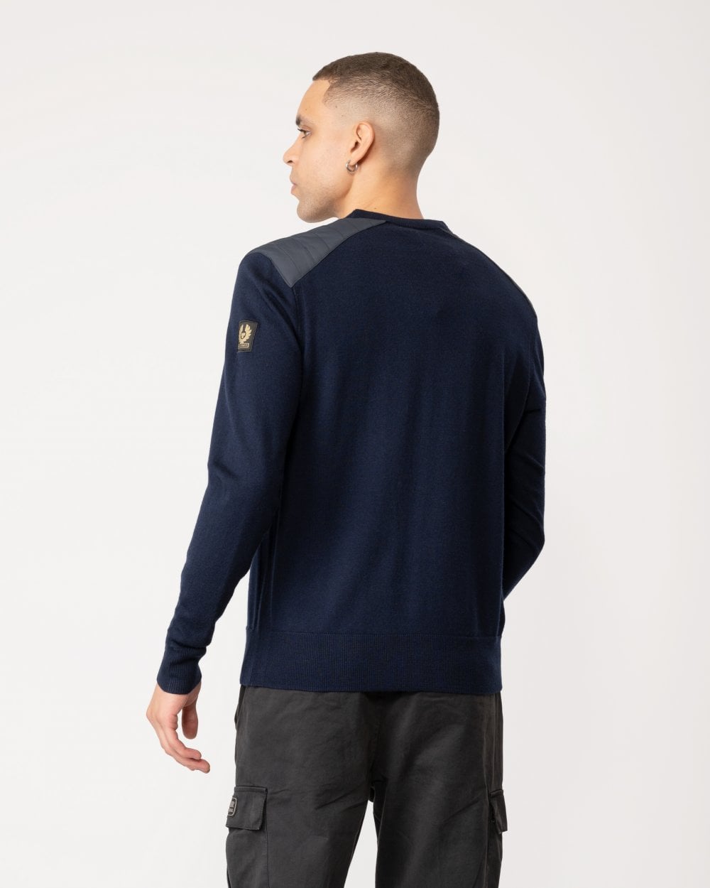 Belstaff Kerrigan Mens Merino Wool Crew Neck Jumper - Dark Ink