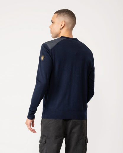 Belstaff Kerrigan Mens Merino Wool Crew Neck Jumper - Dark Ink