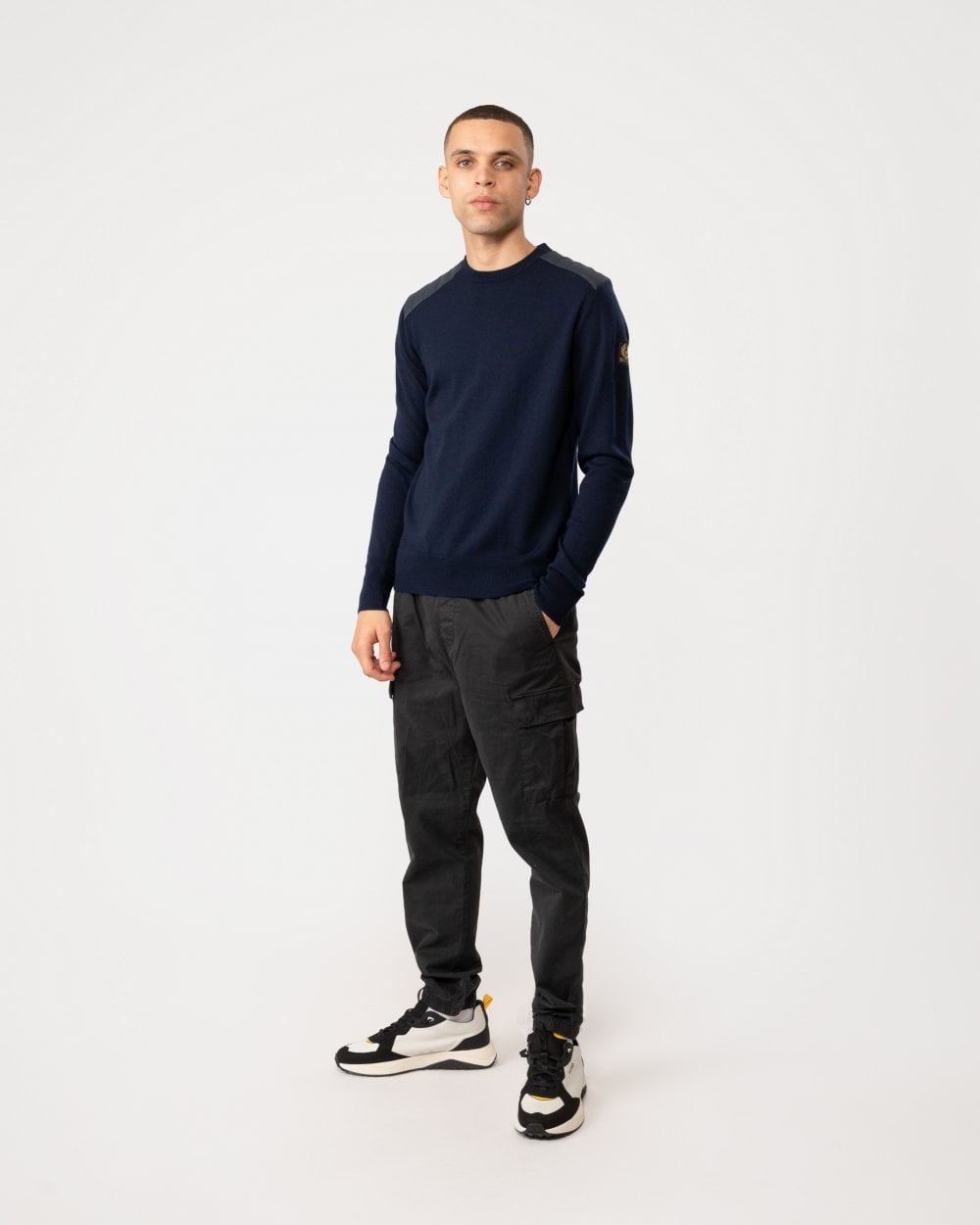 Belstaff Kerrigan Mens Merino Wool Crew Neck Jumper - Dark Ink
