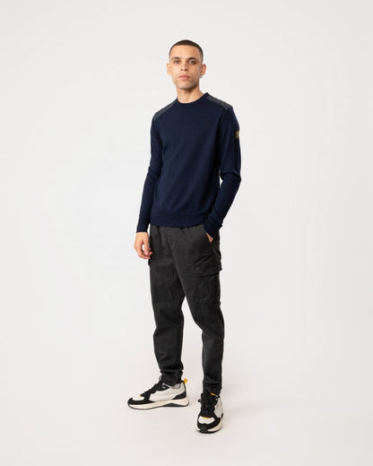 Belstaff Kerrigan Mens Merino Wool Crew Neck Jumper - Dark Ink