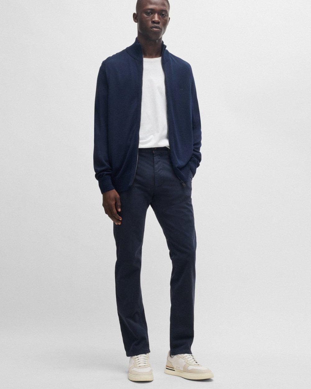 BOSS Orange Mens Slim Fit Chinos in Structured Comfort-Stretch Cotton - Dark Blue 404