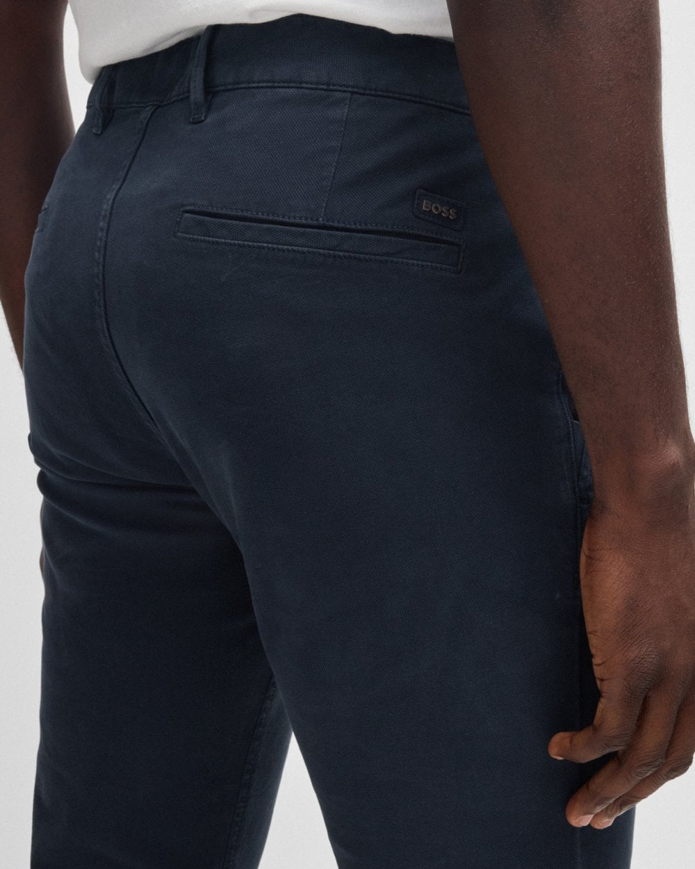 BOSS Orange Mens Slim Fit Chinos in Structured Comfort-Stretch Cotton - Dark Blue 404