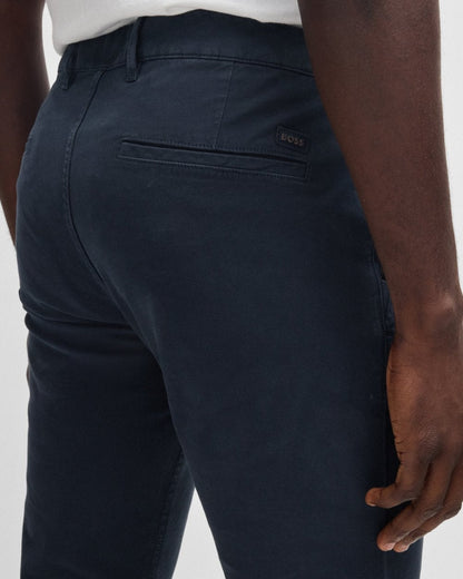 BOSS Orange Mens Slim Fit Chinos in Structured Comfort-Stretch Cotton - Dark Blue 404