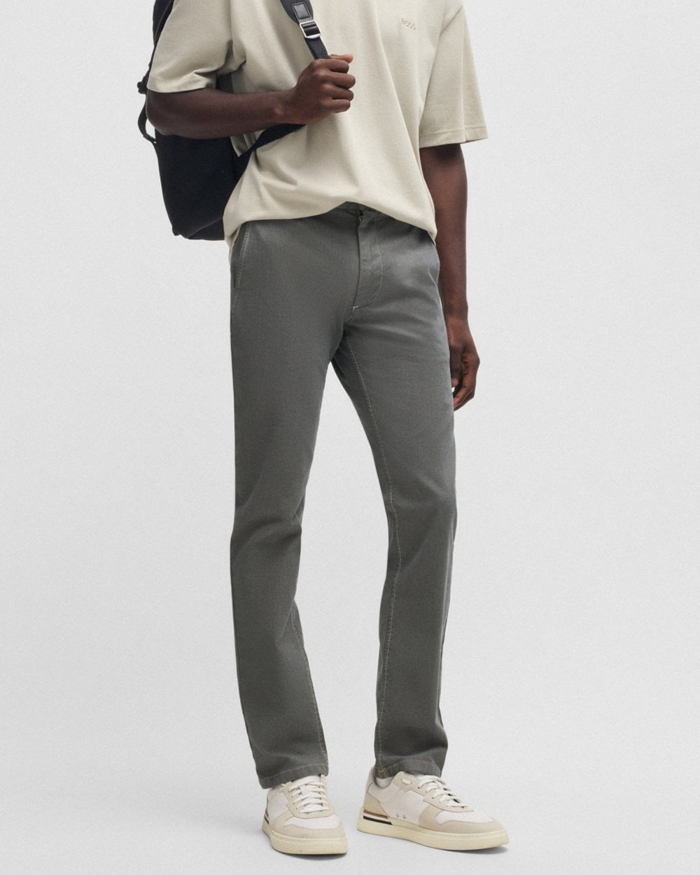 BOSS Orange Mens Slim Fit Chinos in Structured Comfort-Stretch Cotton - Light Beige 271