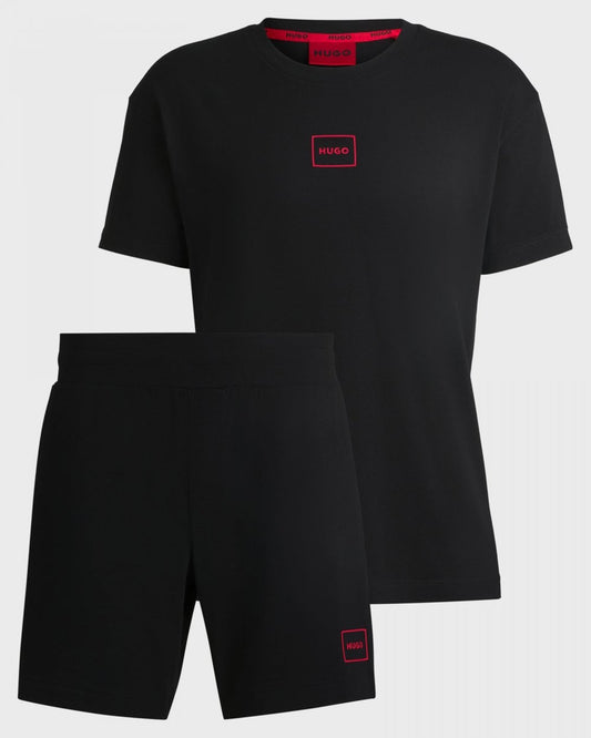 HUGO HUGO Laze Mens Stretch-Cotton Short Pyjama Set with Logo Prints 