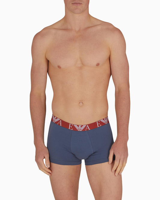 Emporio Armani 3 Pack Mens Boxer Briefs with Bold Monogram Logo - Armani Blue/Vin Indi/
