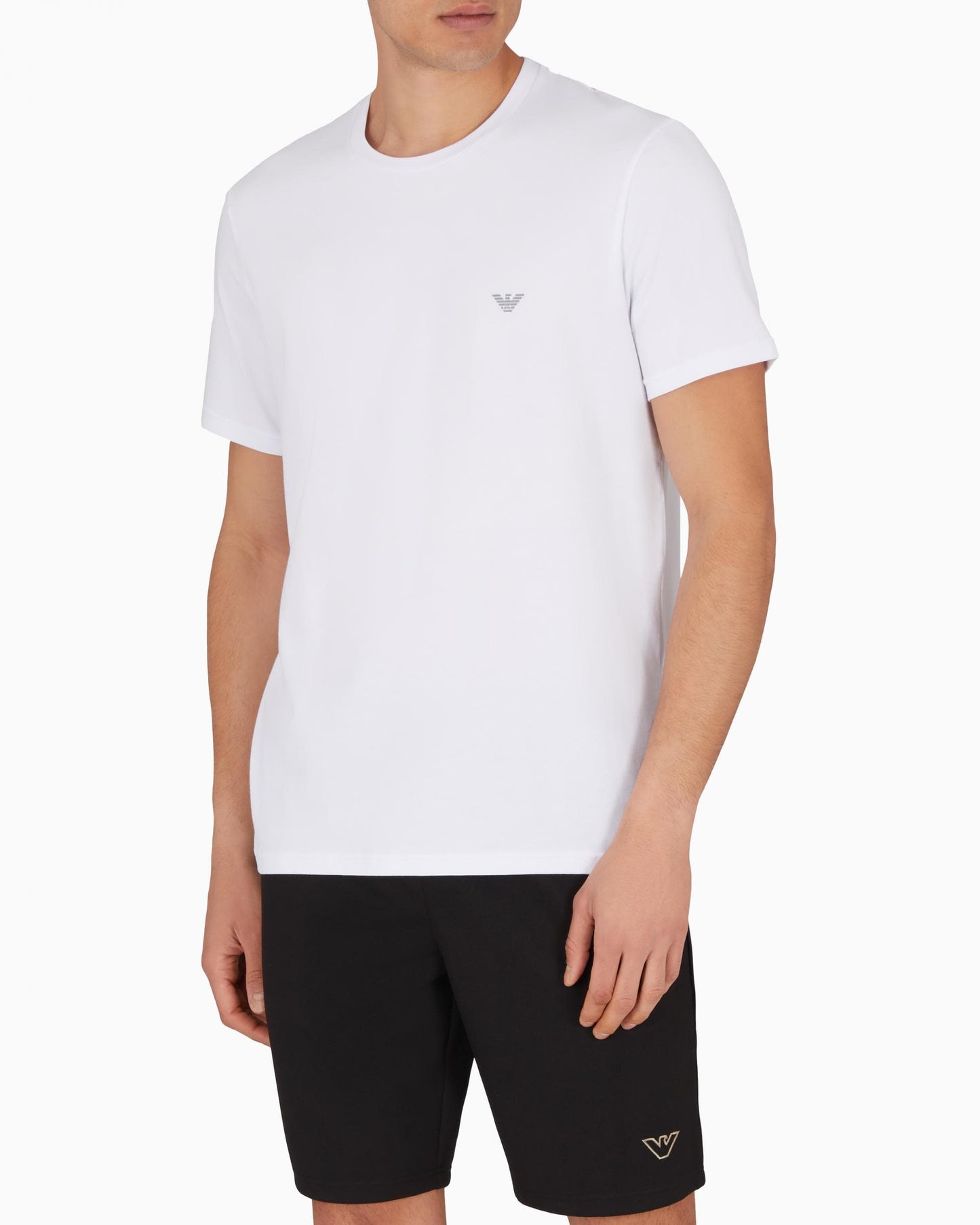 Emporio Armani 2 Pack Mens Eagle Logo Loungewear T-Shirt - Grey Melange/Bianco