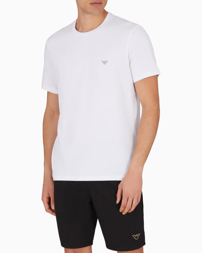 Emporio Armani 2 Pack Mens Eagle Logo Loungewear T-Shirt - Grey Melange/Bianco