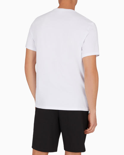 Emporio Armani 2 Pack Mens Eagle Logo Loungewear T-Shirt - Grey Melange/Bianco