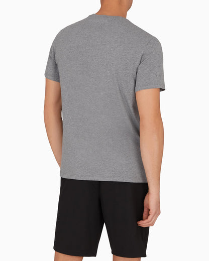 Emporio Armani 2 Pack Mens Eagle Logo Loungewear T-Shirt - Grey Melange/Bianco
