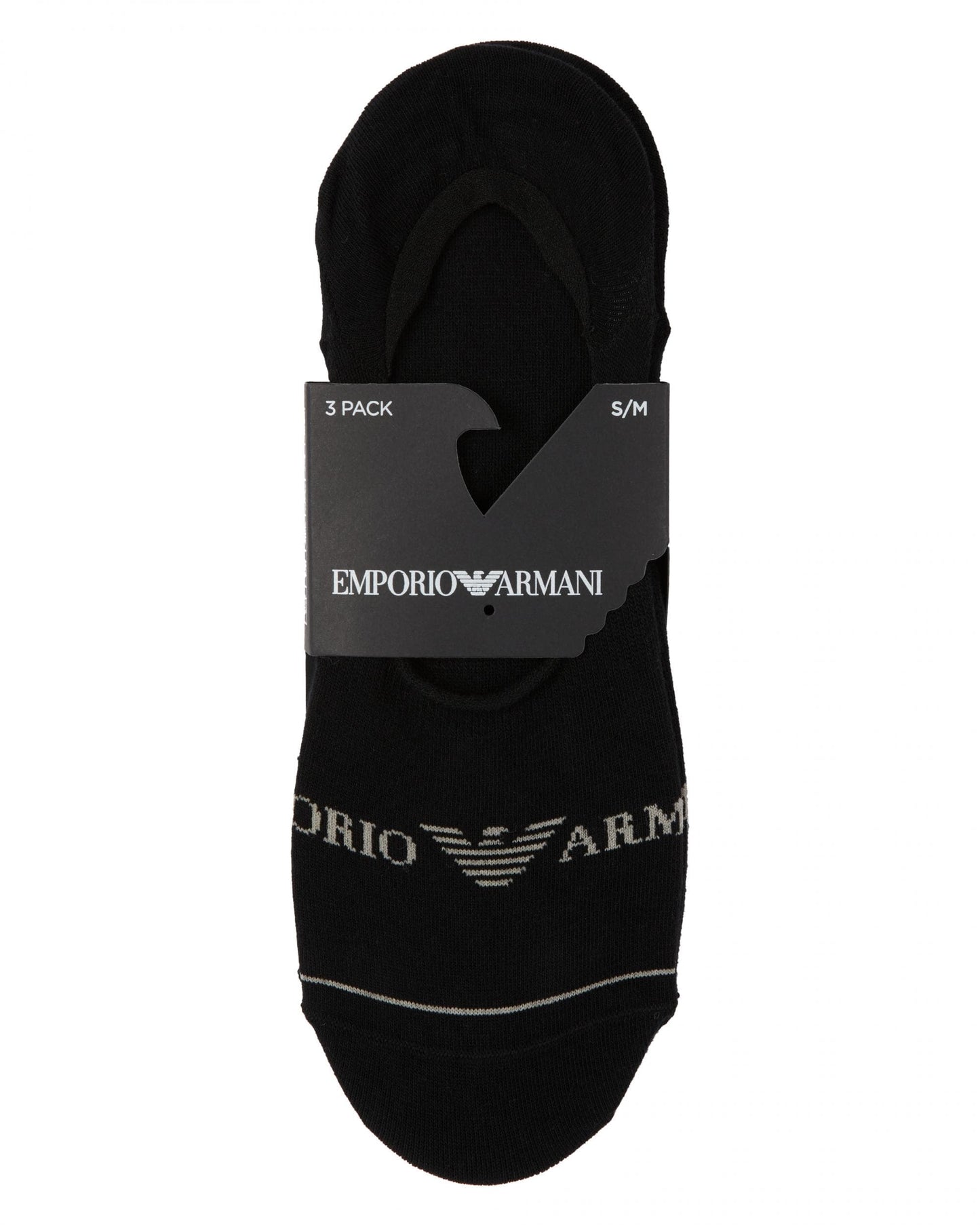 Emporio Armani 3 Pack Mens Eagle Logo Footie Socks - Black/Black/Black
