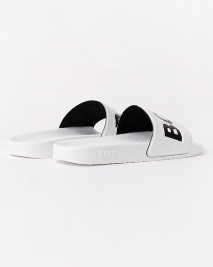BOSS Orange Aryeh Mens Italian-Made Slides With Large Logo Detail - Natural 101