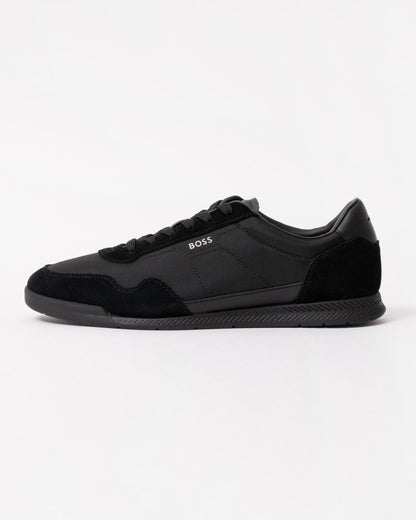 BOSS Orange Titanium Mens Mixed Material Lace-Up Trainers with Suede Trims - Black 005