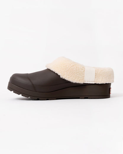 Hunter Play Womens Shearling Insulated Clog - Chocolate Brown