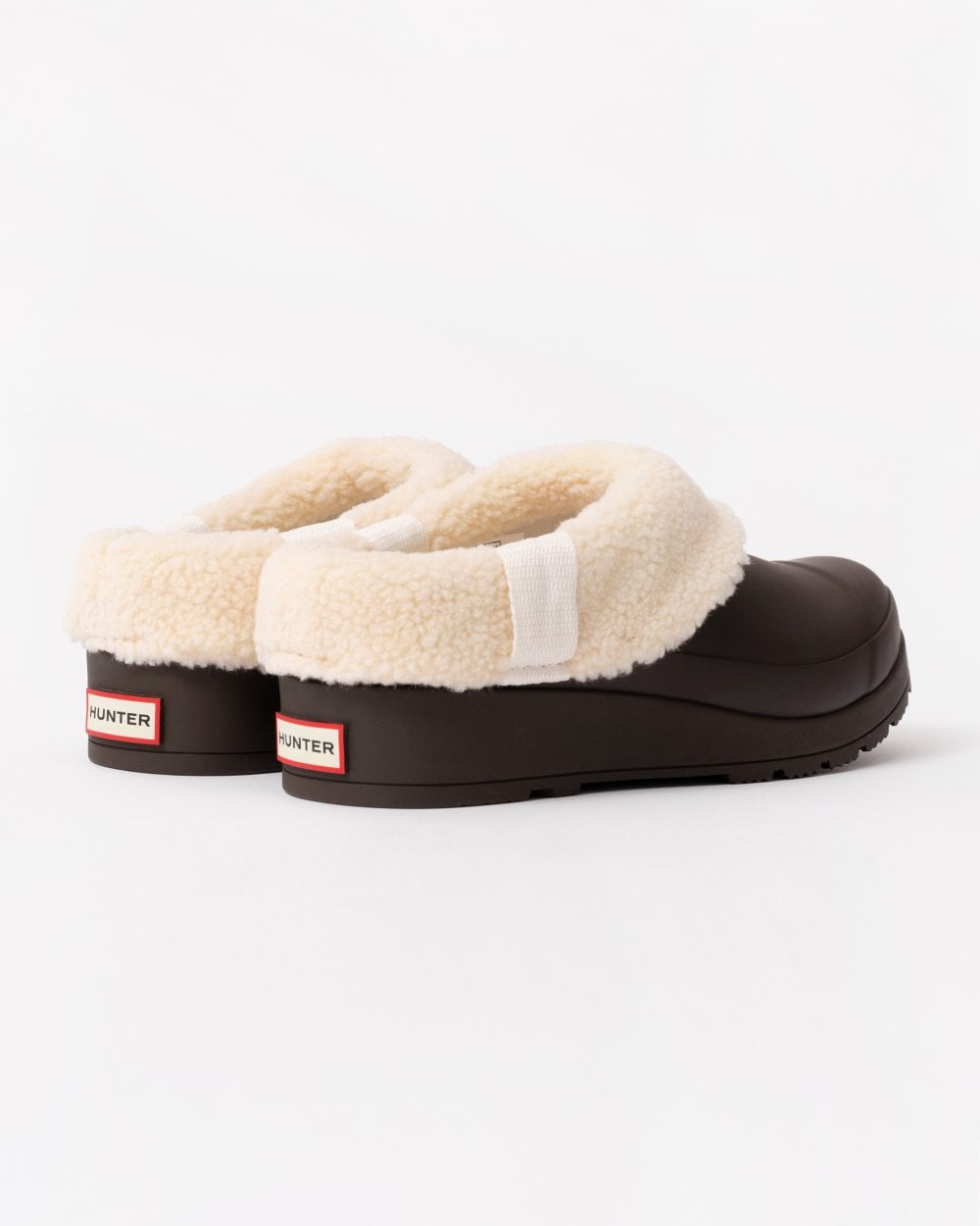 Hunter Play Womens Shearling Insulated Clog - Chocolate Brown