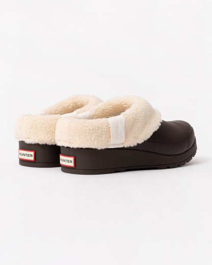 Hunter Play Womens Shearling Insulated Clog - Chocolate Brown