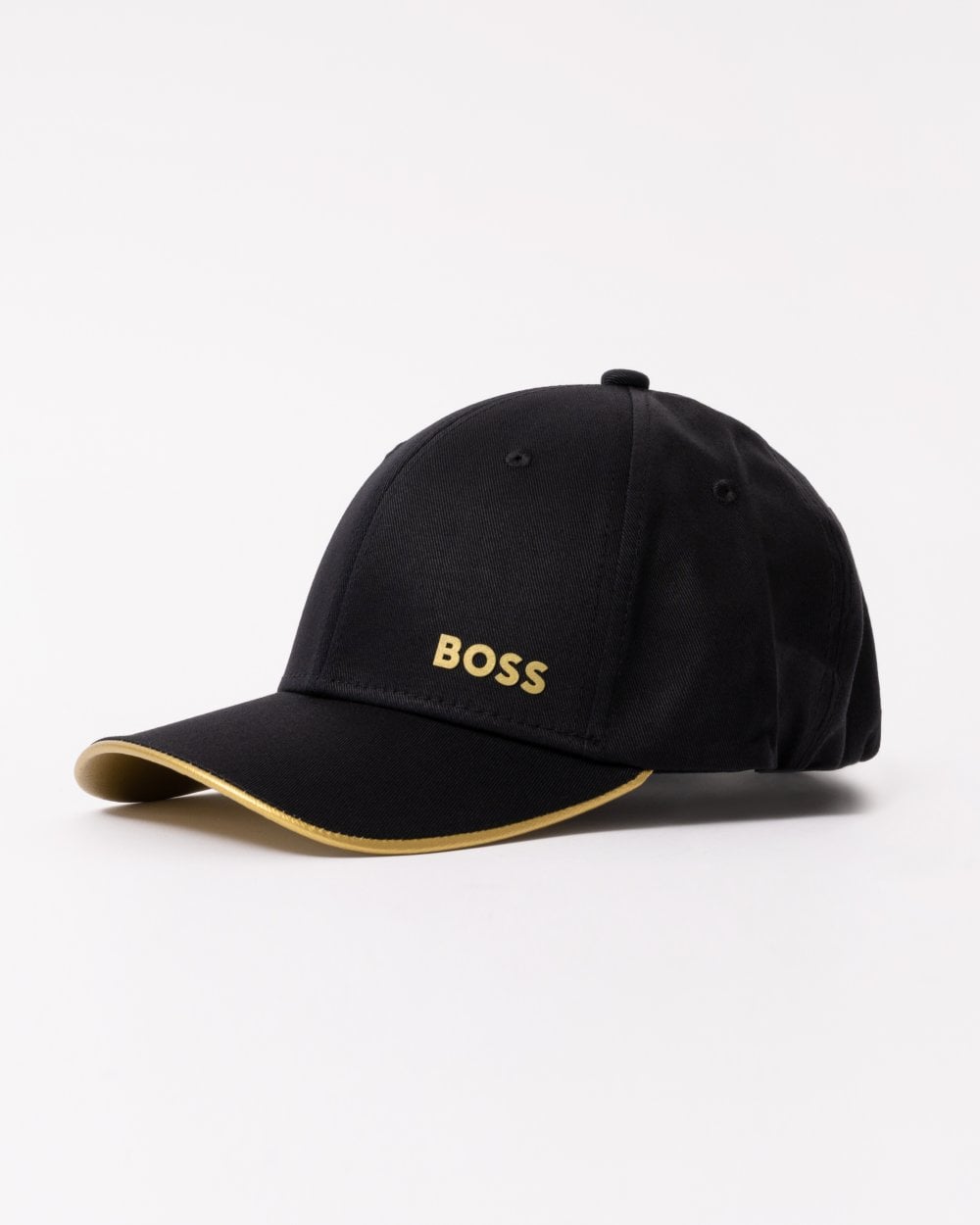 BOSS Green Bold Mens Logo-Print Cap In Cotton Twill - Black/Gold 711