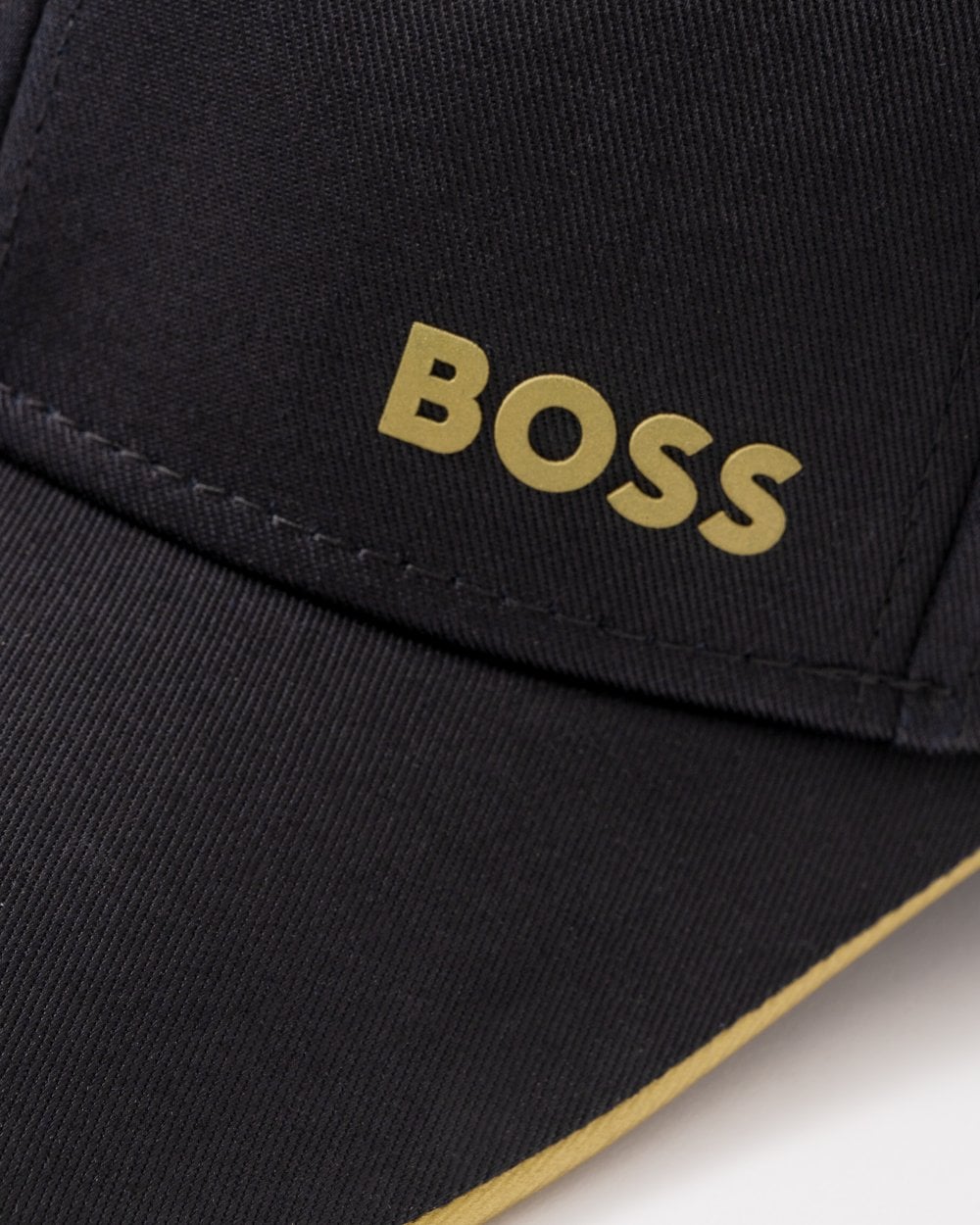 BOSS Green Bold Mens Logo-Print Cap In Cotton Twill - Black/Gold 711