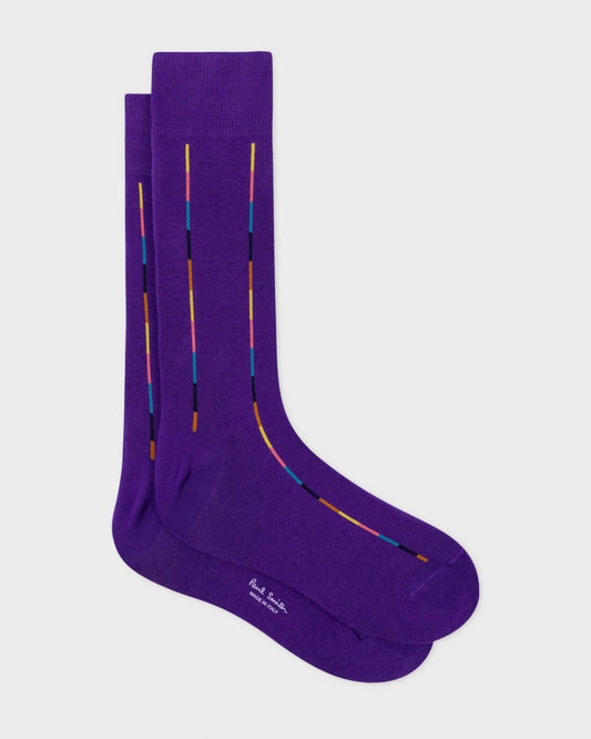 Paul Smith Mens Thin Artist Stripe Socks - 59 Purple