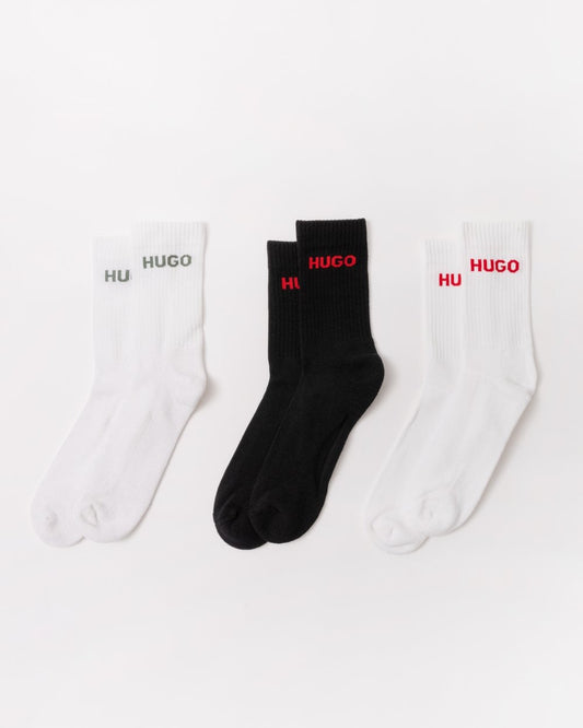 HUGO HUGO 6 Pack QS Rib Logo Mens Combed Cotton Socks