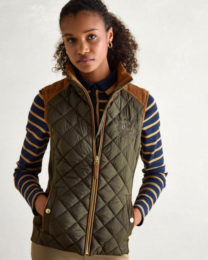 Joules Braemar Luxe Womens Quilted Gilet - Green