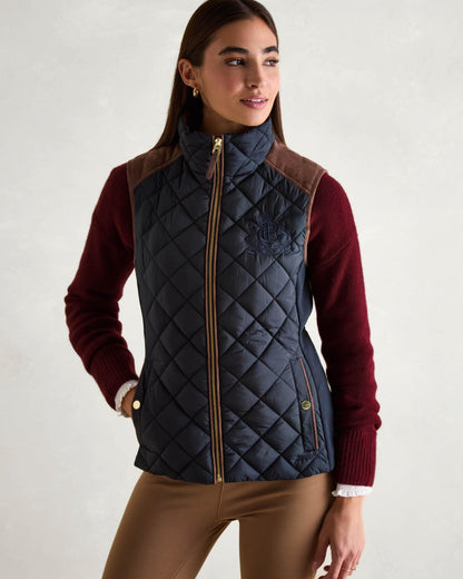 Joules Braemar Luxe Womens Quilted Gilet - Navy